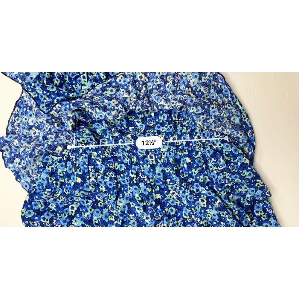 Zara Tiered Blue Floral Off the Shoulder Jumpsuit Romper MEDIUM Preppy Ruffles - Picture 8 of 13